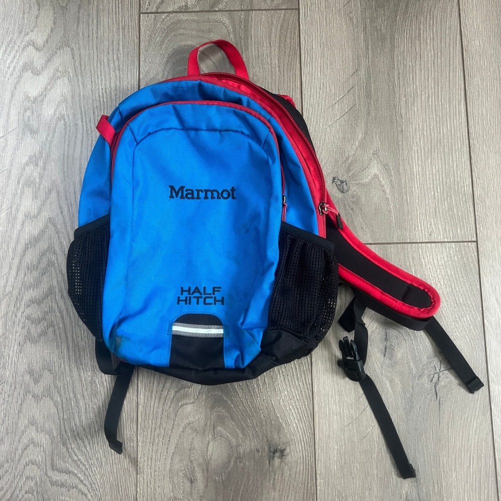 Marmot Half Hitch Backpack Blue Red Kids Youth Toddler Mini Hiking Chest Strap